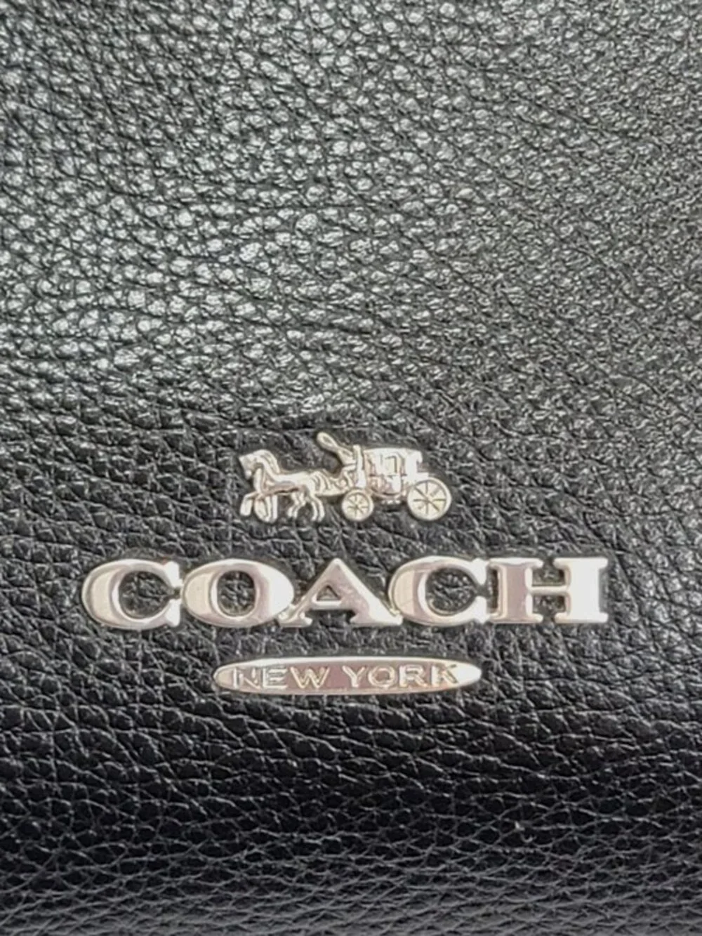 Coach Logan Black Pebbled Leather Carryall Logo Strap